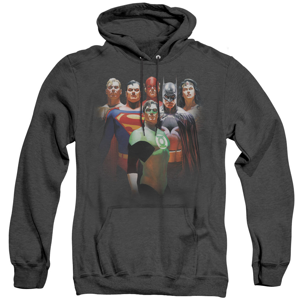Justice League Of America Roll Call Mens Heather Hoodie Black Officially Licensed