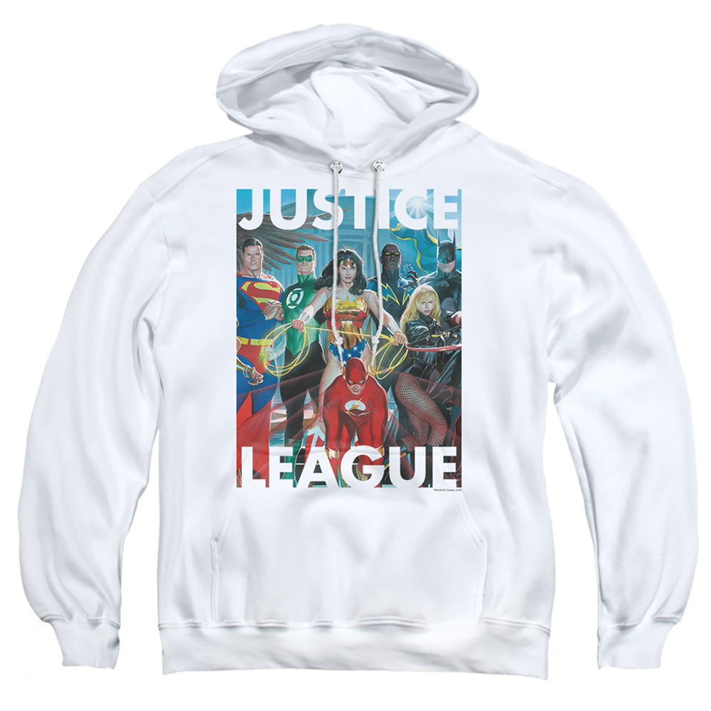 Justice League Of America Hall Of Justice Mens Hoodie White Officially Licensed