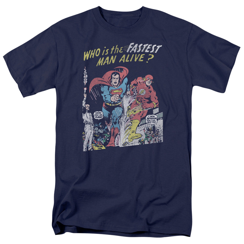 Justice League Of America Fastest Man Mens T Shirt Navy Officially Licensed