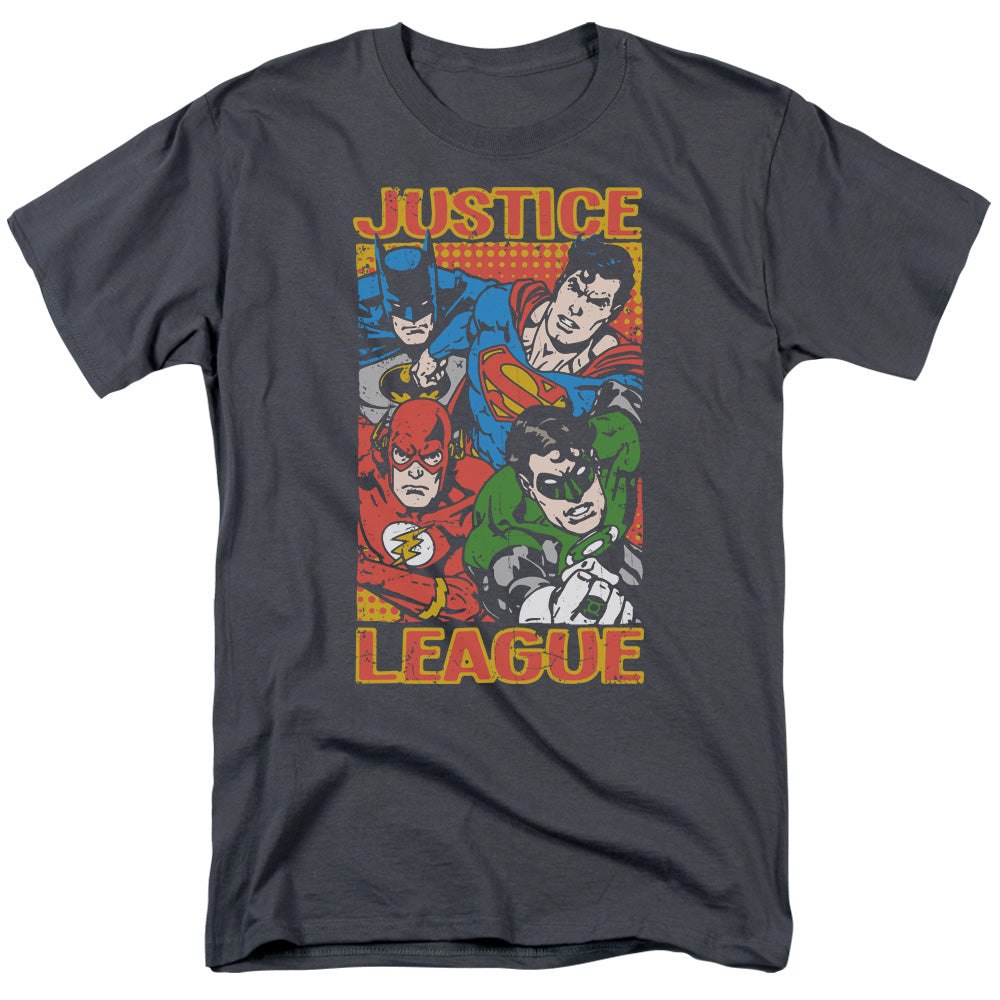 Justice League Hero Mashup Mens T Shirt Charcoal Officially Licensed