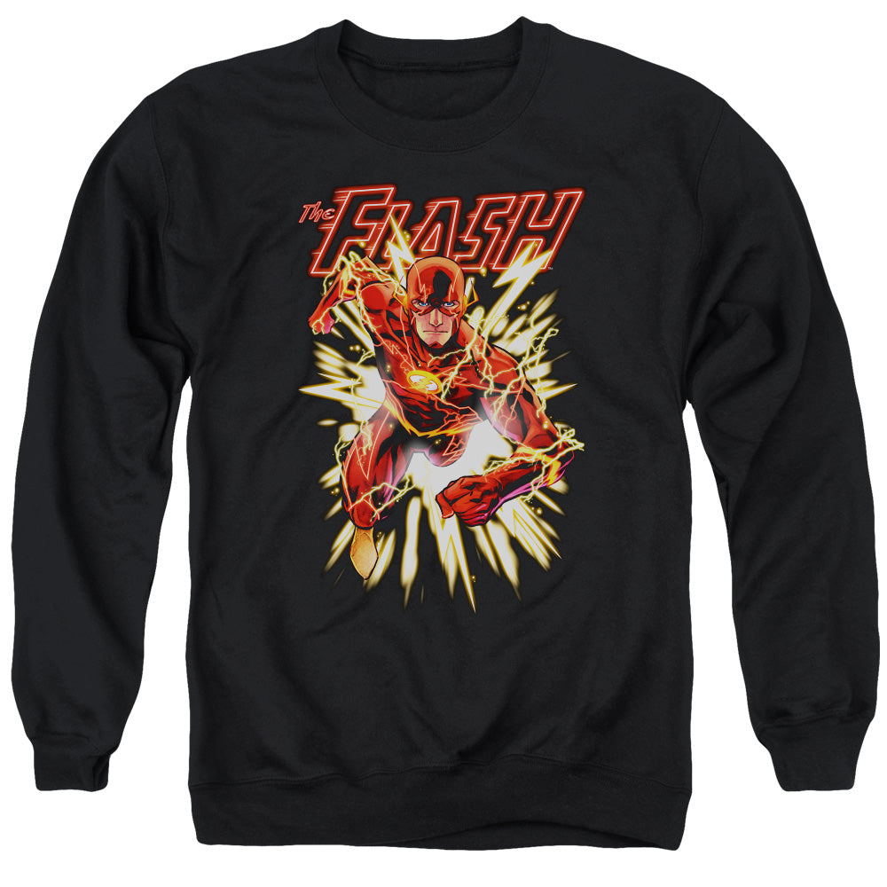 Justice League Of America Flash Glow Mens Crewneck Sweatshirt Black Officially Licensed