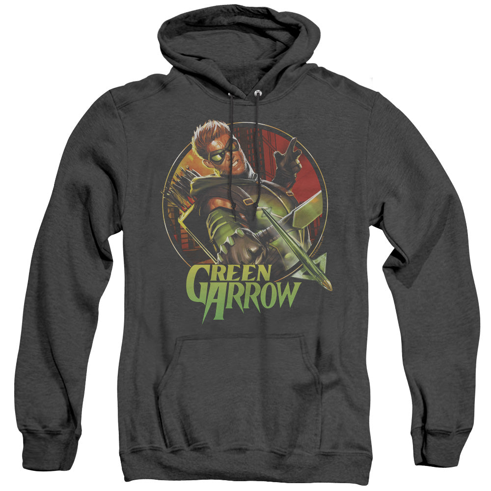 Justice League Of America Sunset Archer Mens Heather Hoodie Black Officially Licensed