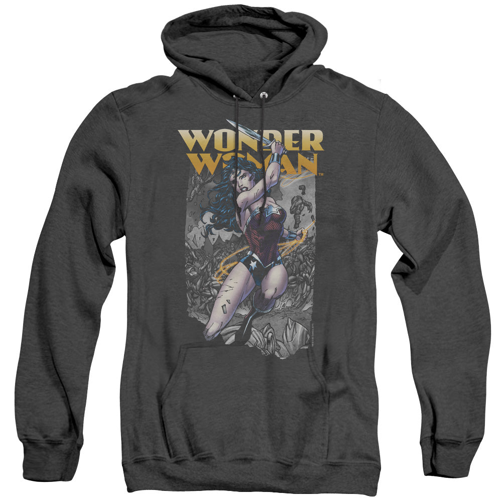 Justice League Of America Wonder Slice Mens Heather Hoodie Black Officially Licensed
