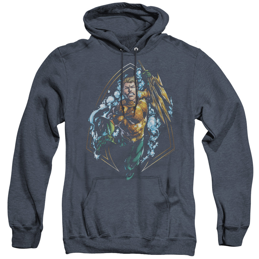 Justice League Of America Thrashing Heather Mens Hoodie Navy Officially Licensed
