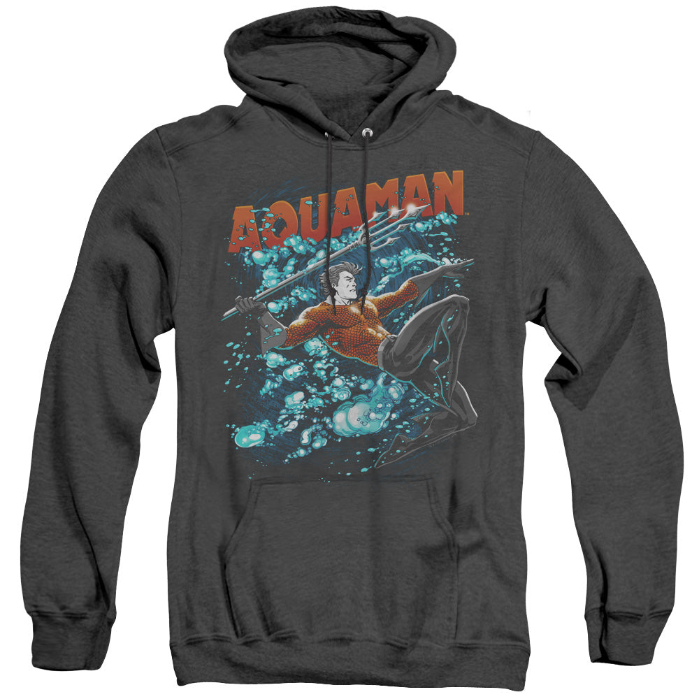 Justice League Of America Aqua Bubbles Heather Mens Hoodie Black Officially Licensed