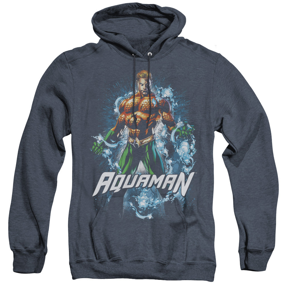 Justice League Of America Water Powers Heather Mens Hoodie Navy Officially Licensed