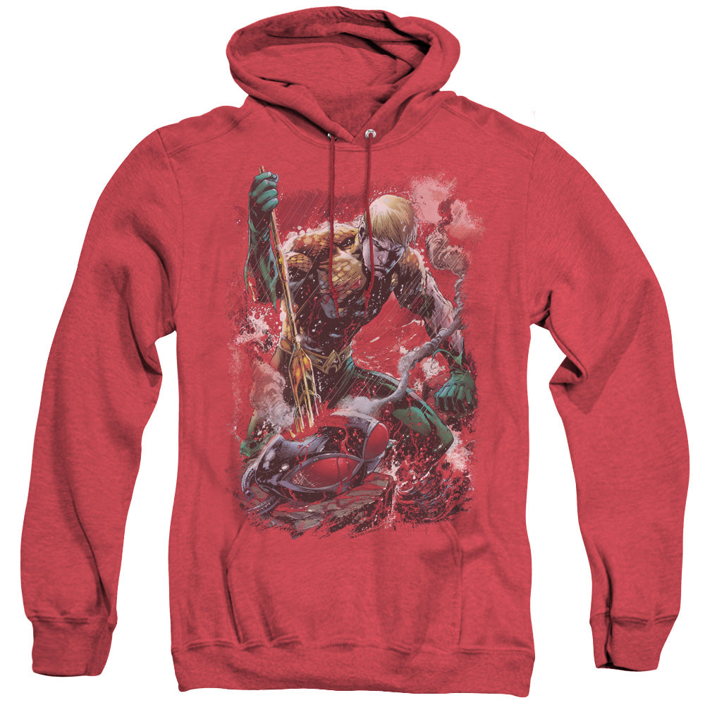 Justice League Of America Finished Heather Mens Hoodie Red Officially Licensed