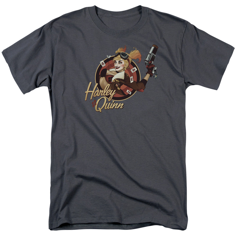 Justice League Of America Harley Bomber Mens T Shirt Charcoal Officially Licensed