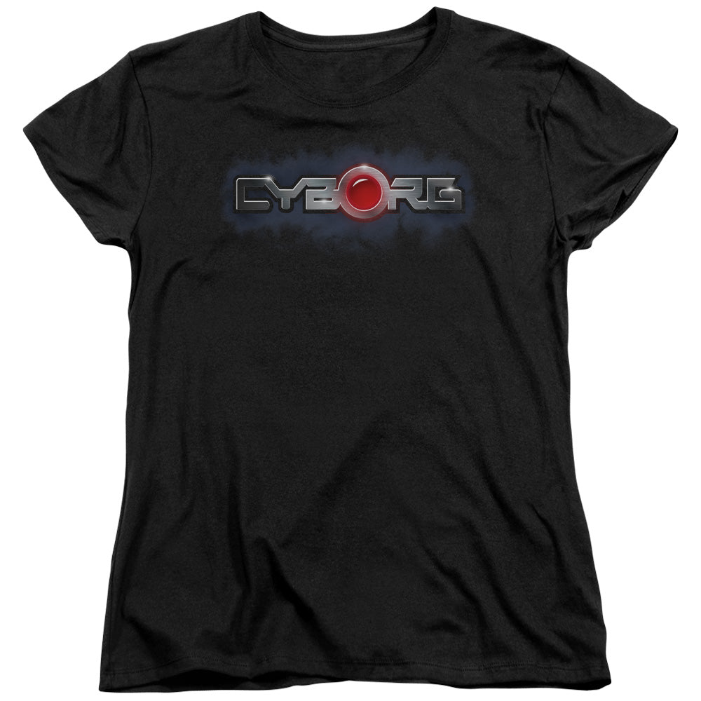 Justice League Cyborg Title Womens T Shirt Black Officially Licensed