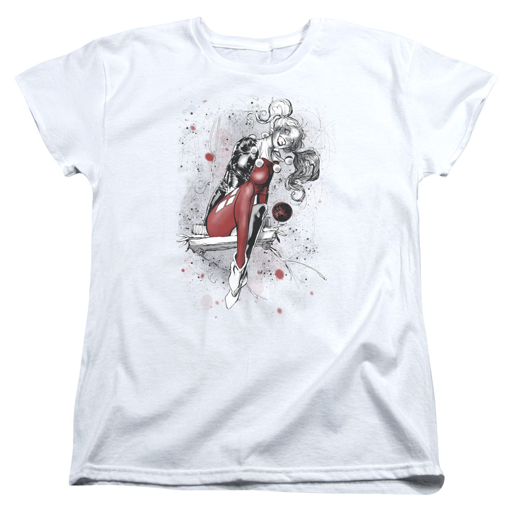 Justice League Harley Sketch Womens T Shirt White Officially Licensed