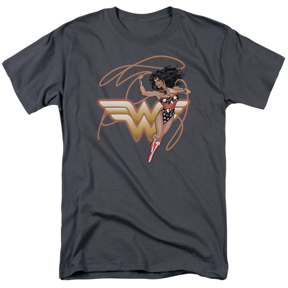 Justice League Of America Glowing Lasso Mens T Shirt Charcoal Officially Licensed