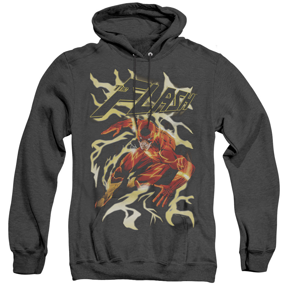 Justice League Of America Electric Run Heather Mens Hoodie Black Officially Licensed