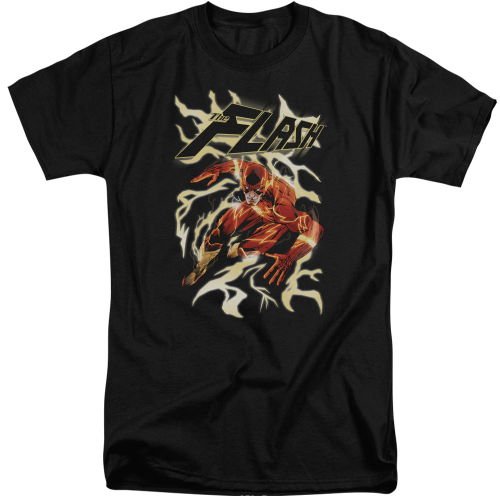 Justice League Electric Run Mens Tall T Shirt Black Officially Licensed