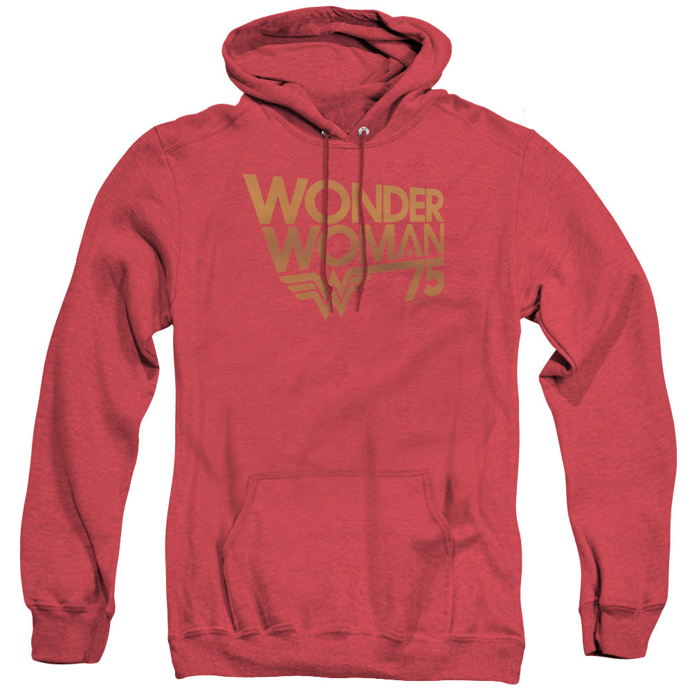 Wonder Woman Wonder Woman 75Th Anniversary Gold Logo Mens Heather Hoodie Red Officially Licensed