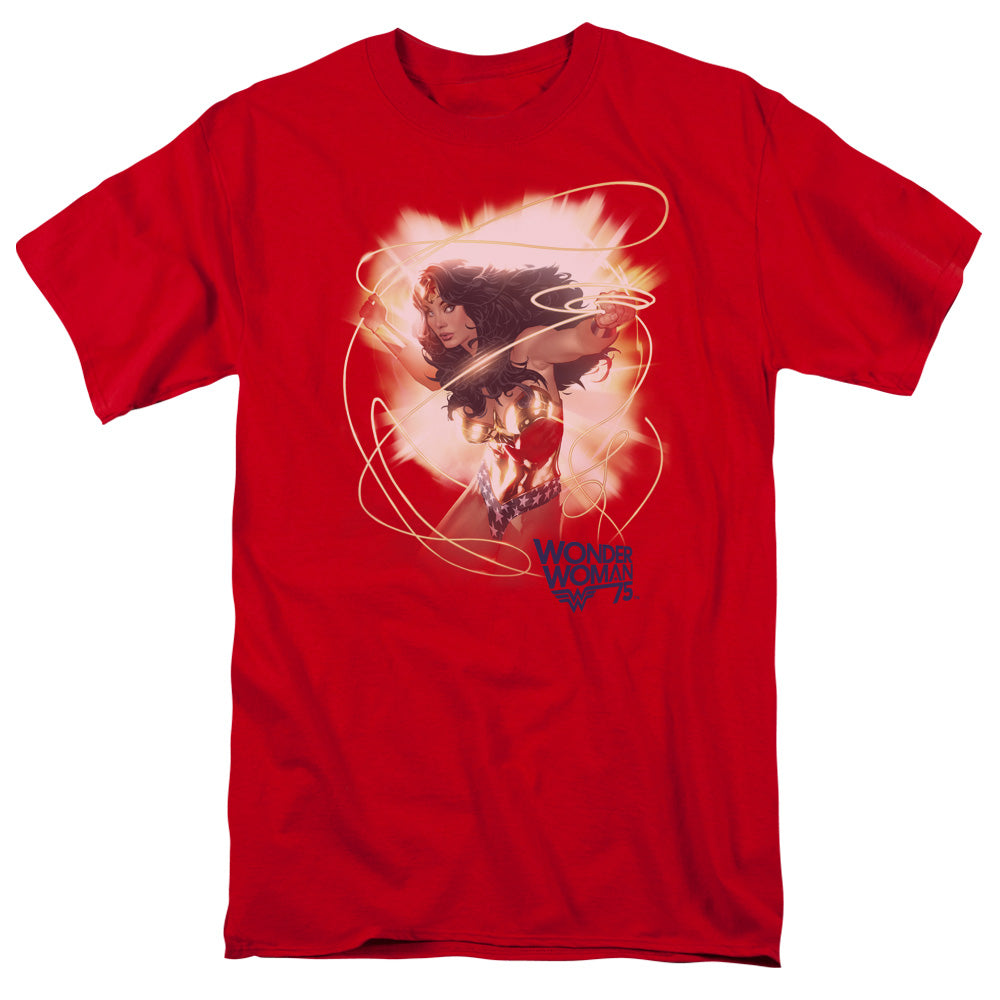 Wonder Woman 75Th Burst Mens T Shirt Red Officially Licensed