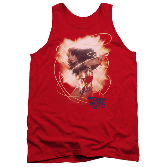 Wonder Woman 75Th Burst Mens Tank Top Shirt Red Officially Licensed