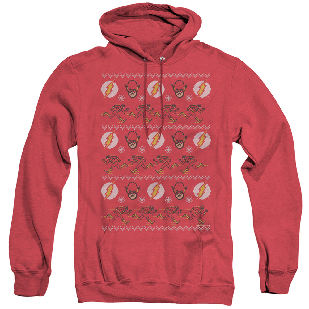 Dc Flash The Flash Ugly Christmas Sweater Mens Heather Hoodie Red Officially Licensed