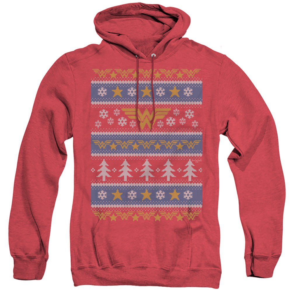 Dc Wonder Woman Wonder Woman Christmas Sweater Mens Heather Hoodie Red Officially Licensed