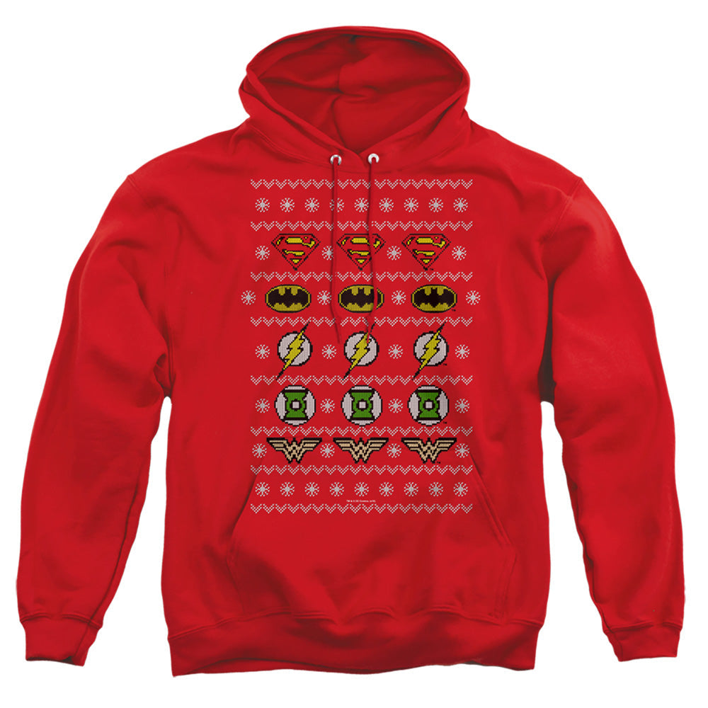 Justice League Of America Justice Shields Christmas Sweater
Mens Hoodie Red Officially Licensed