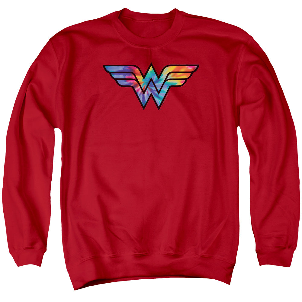 Dc Wonder Woman Wonder Woman Tie Dye Logo Mens Crewneck Sweatshirt Red Officially Licensed