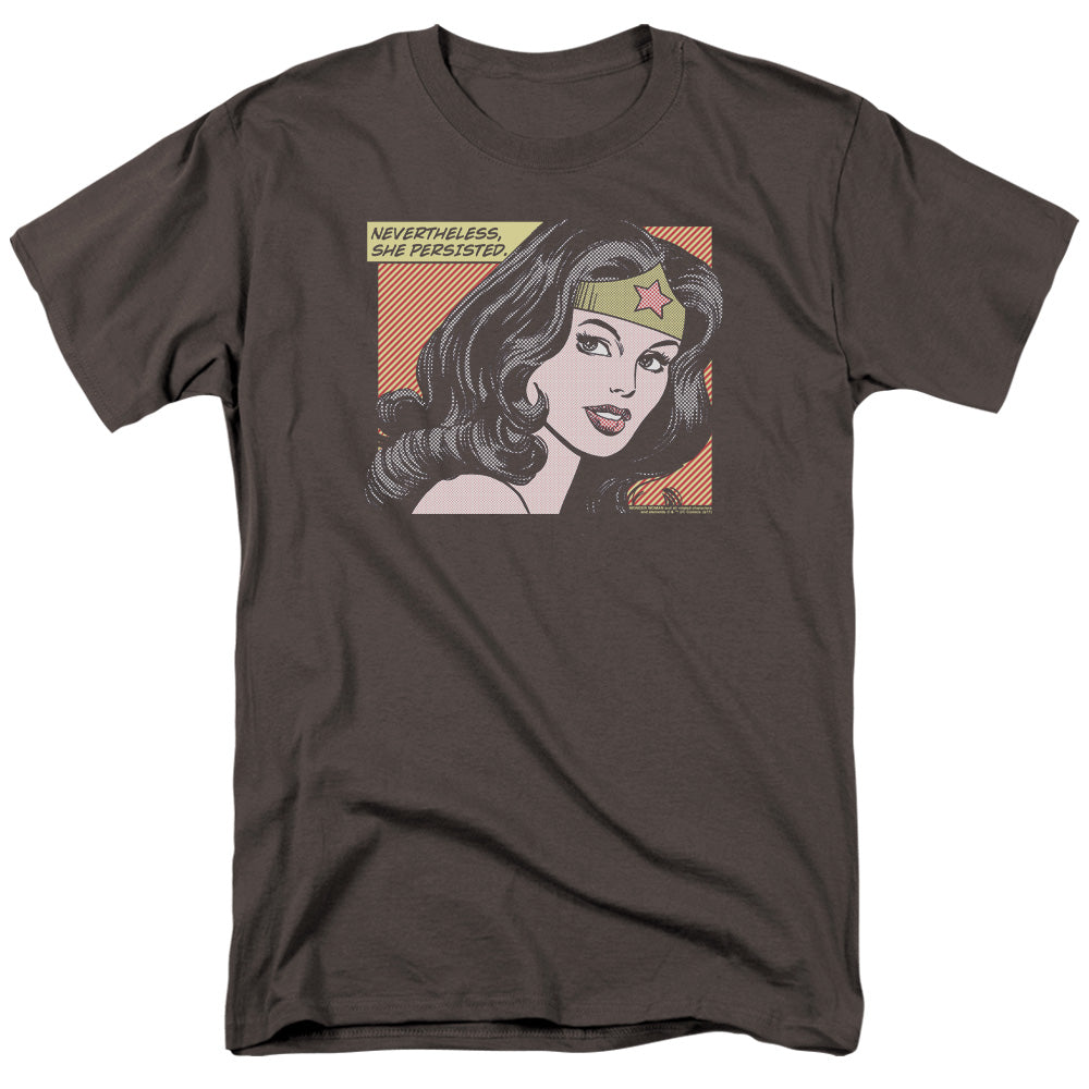 Dc Wonder Woman She Persisted Mens T Shirt Charcoal Officially Licensed