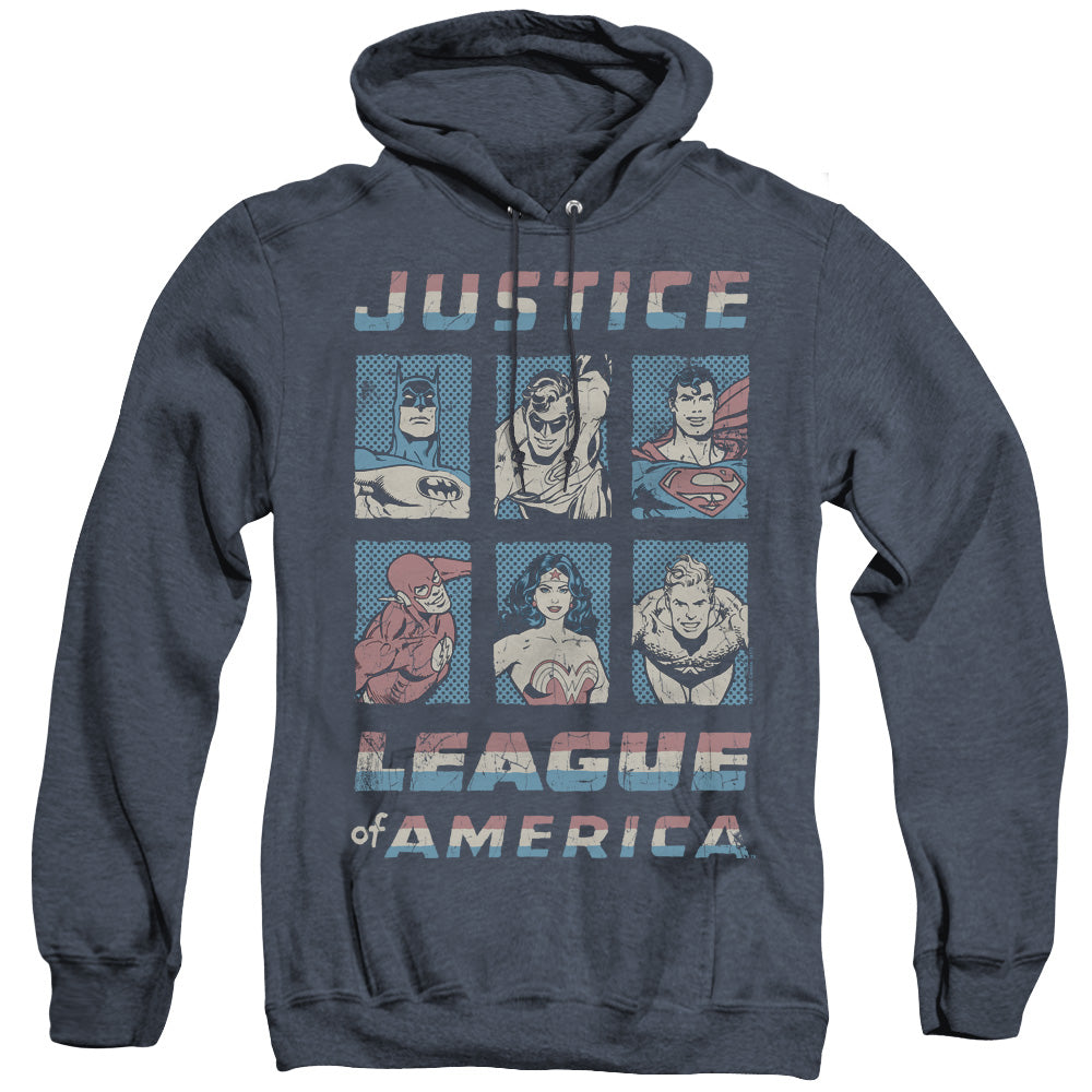 Justice League Of America American League Mens Heather Hoodie Navy Officially Licensed