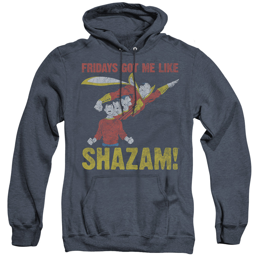 Justice League Of America Fridays Got Me Like Mens Heather Hoodie Navy Officially Licensed