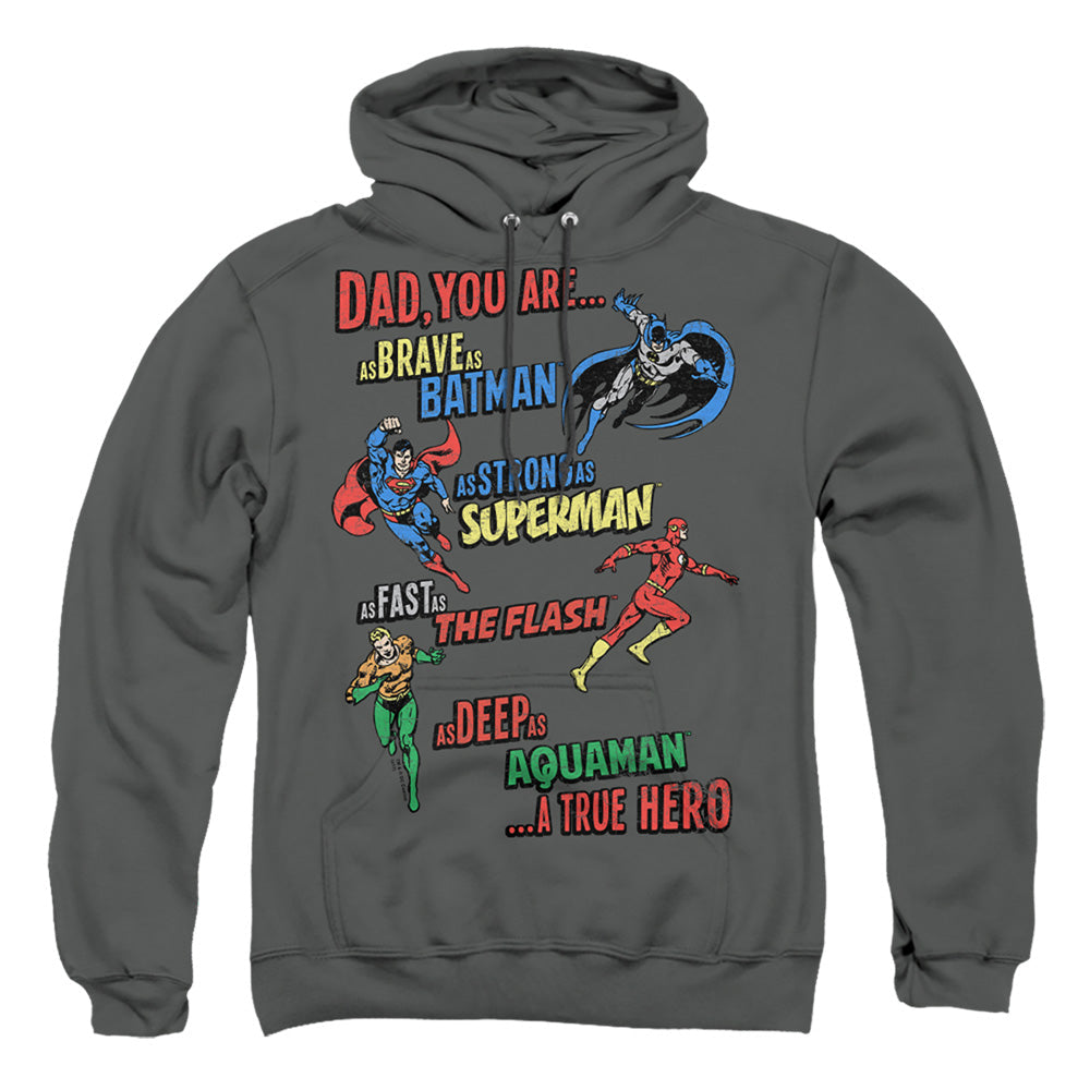 Justice League Of America Dad Hero Mens Hoodie Charcoal Officially Licensed