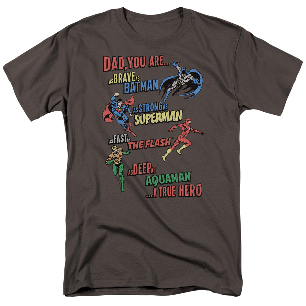 Justice League Of America Dad Hero Mens T Shirt Charcoal Officially Licensed