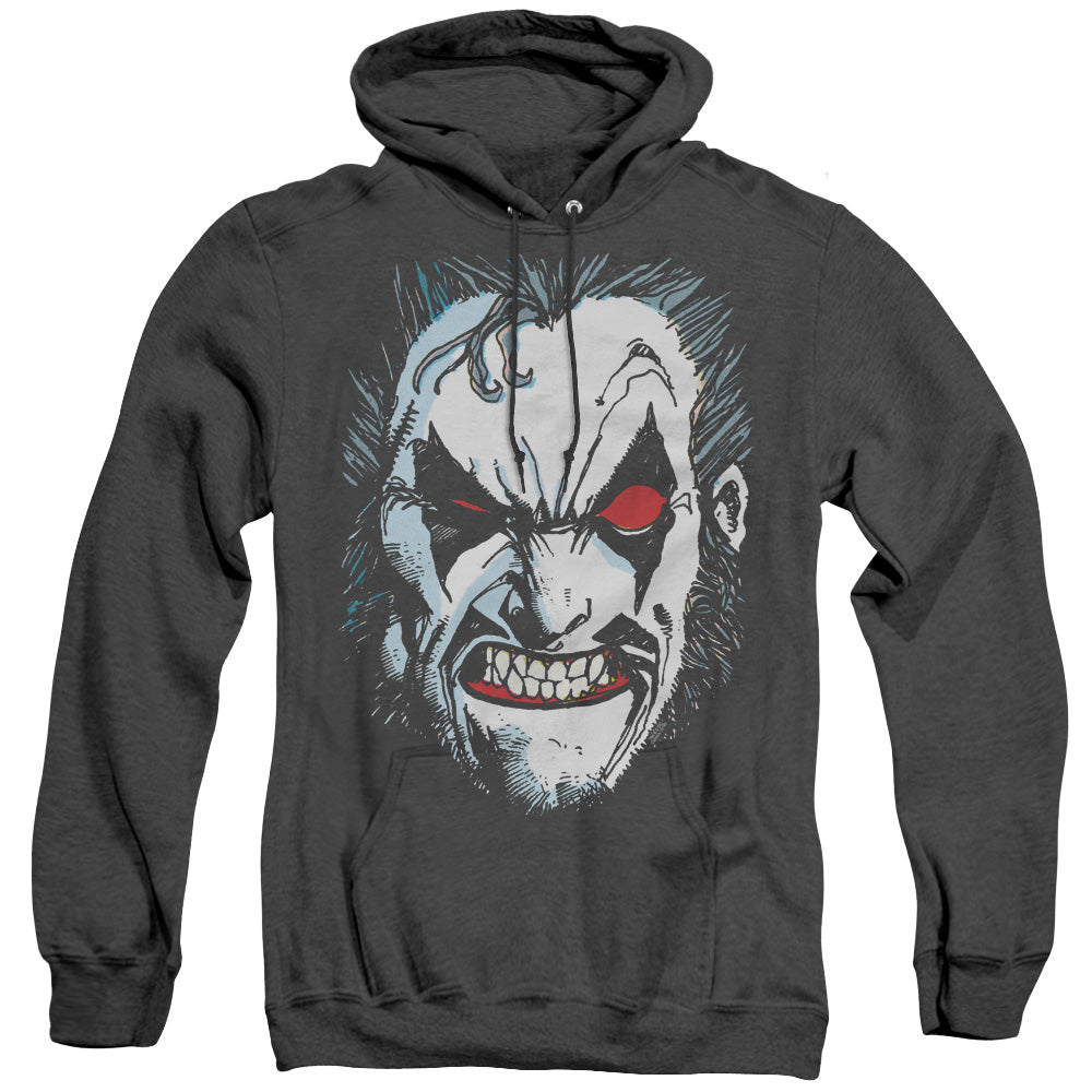 Justice League Of America In Lo Face Mens Heather Hoodie Black Officially Licensed