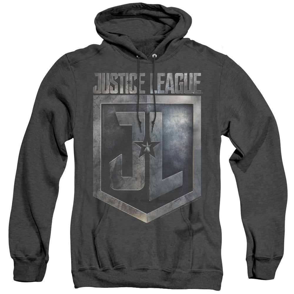 Justice League Movie Shield Logo Mens Heather Hoodie Black Officially Licensed