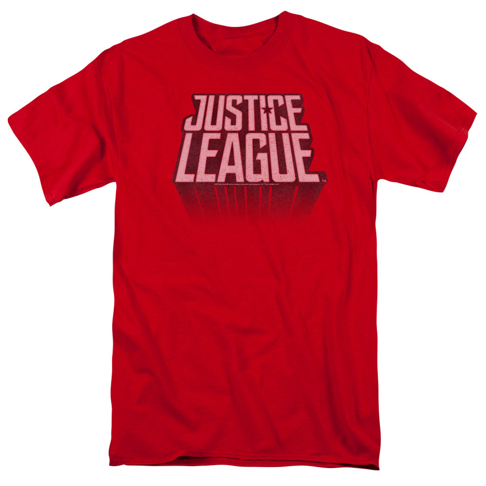 Justice League Movie League Distressed Mens T Shirt Red Officially Licensed
