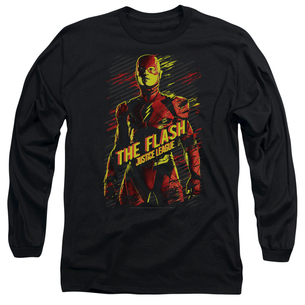 Justice League Movie The Flash Mens Long Sleeve Shirt Black Officially Licensed Officially Licensed