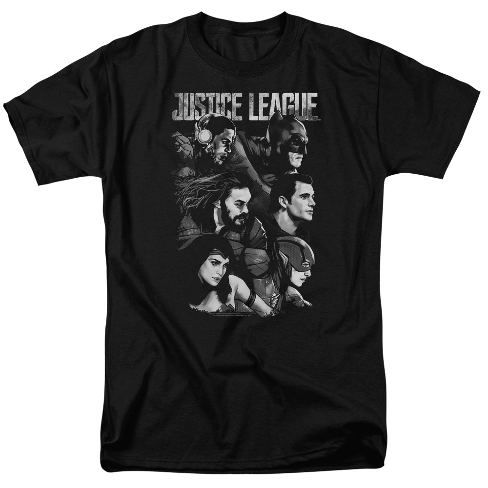 Justice League Movie Pushing Forward Mens T Shirt Black Officially Licensed