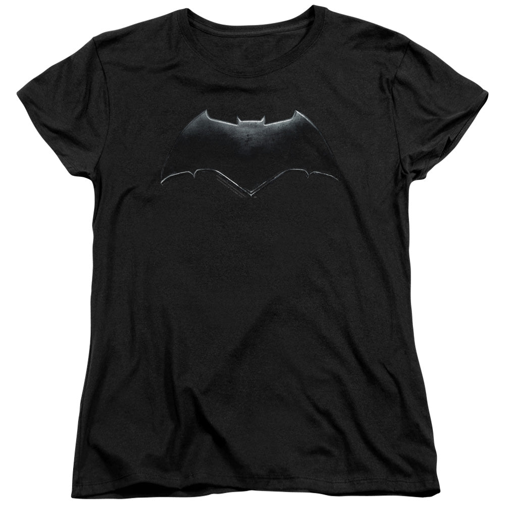 Justice League Movie Batman Logo Womens T Shirt Black Officially Licensed