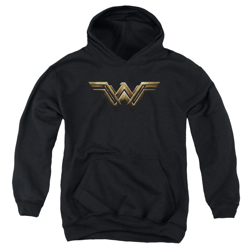 Justice League Movie Wonder Woman Logo Kids Youth Hoodie Black Officially Licensed