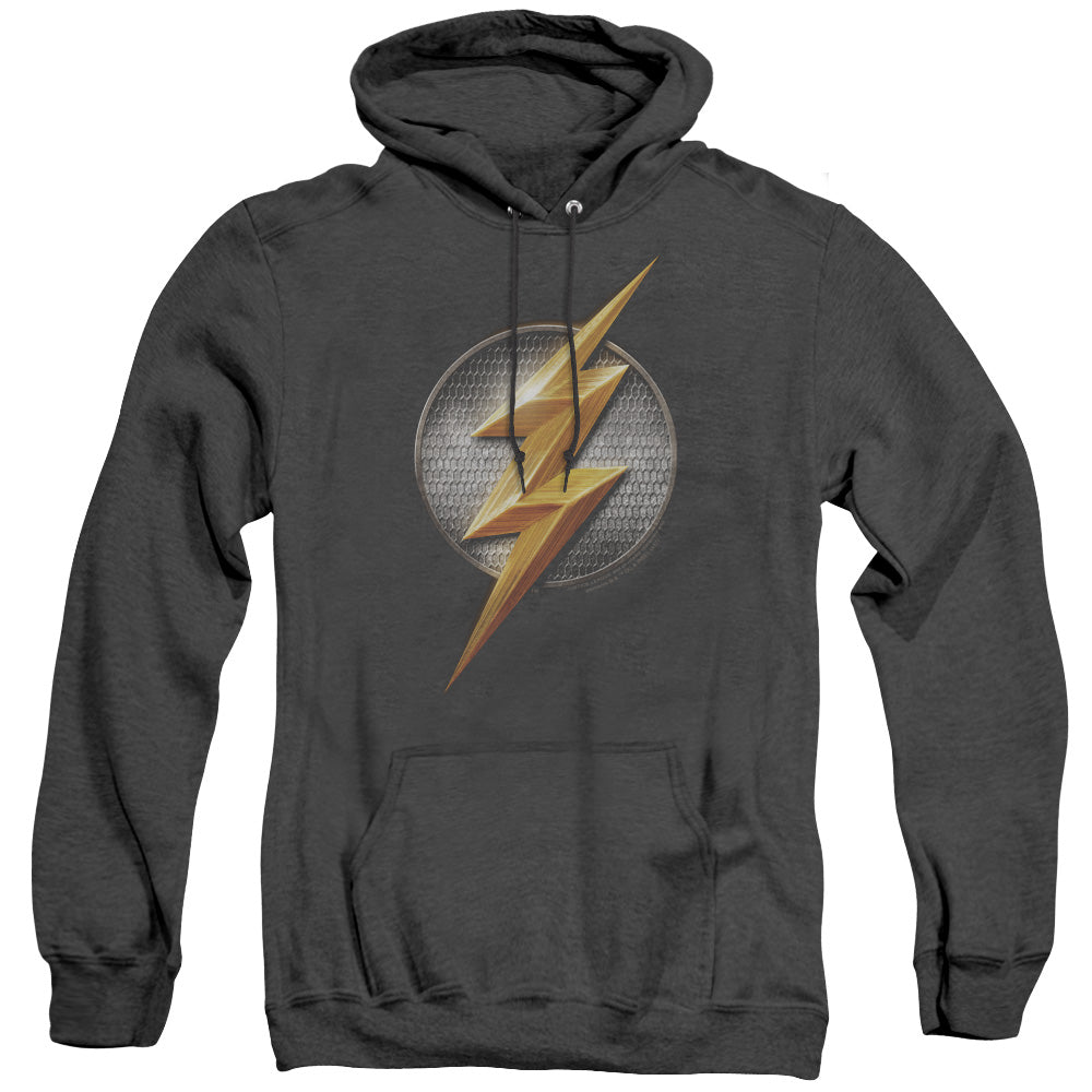 Justice League Movie Flash Logo Mens Heather Hoodie Black Officially Licensed
