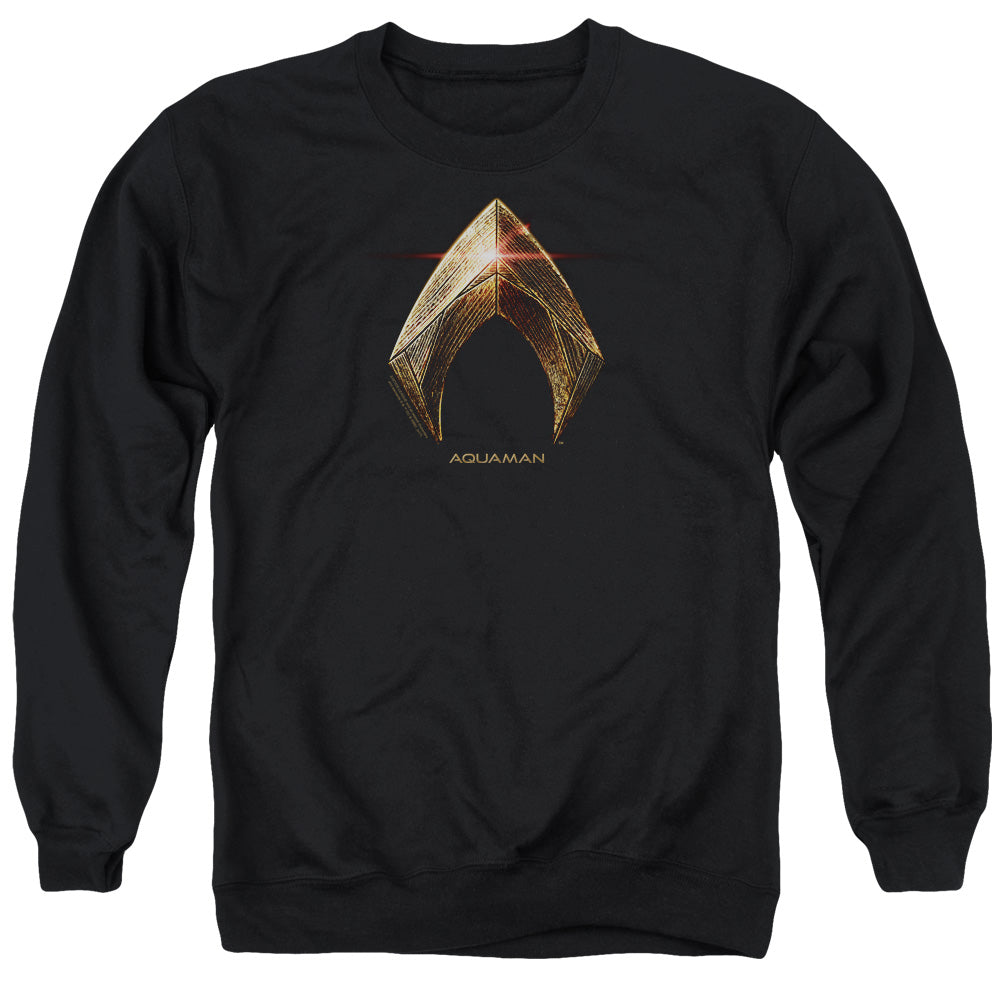Justice League Movie Aquaman Logo Mens Crewneck Sweatshirt Black Officially Licensed