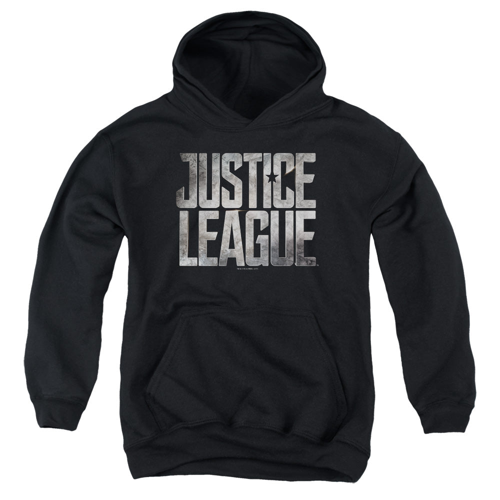 Justice League Movie Metal Logo Kids Youth Hoodie Black Officially Licensed