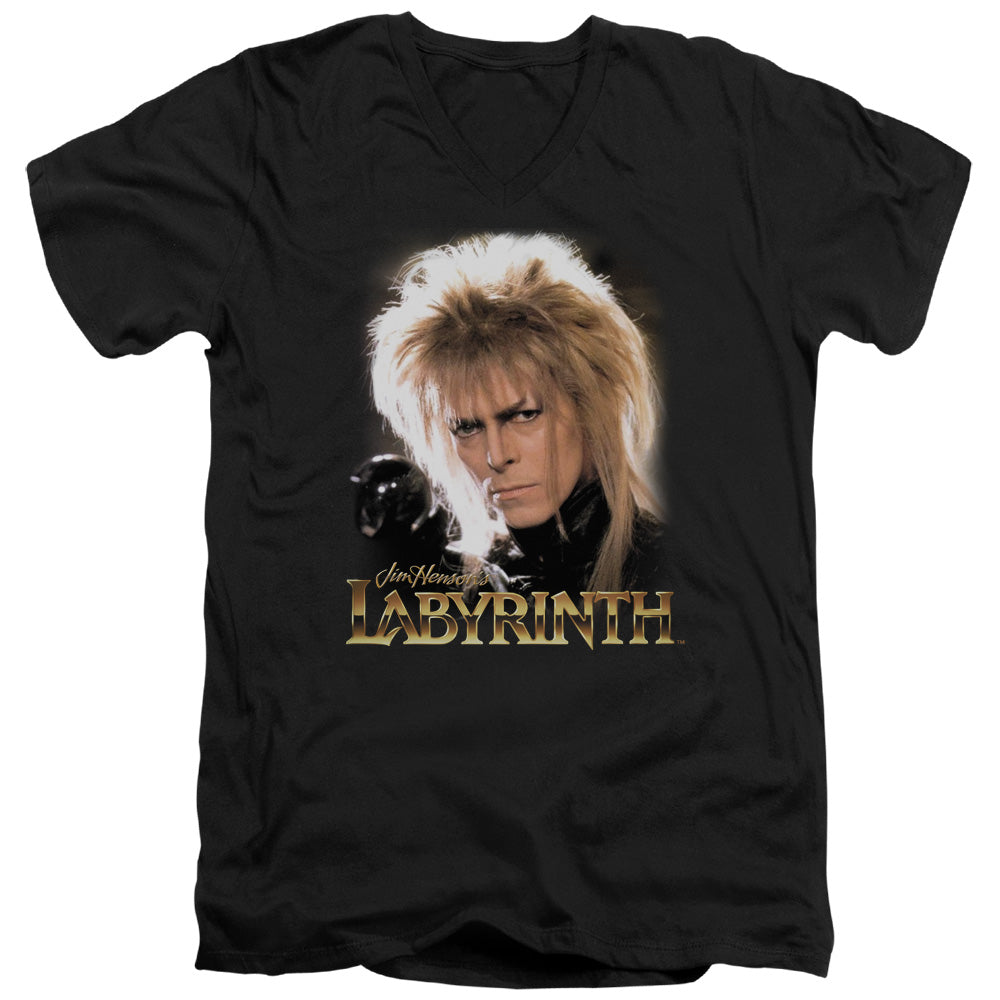 Labyrinth Jareth Mens Slim Fit V-Neck T Shirt Black Officially Licensed