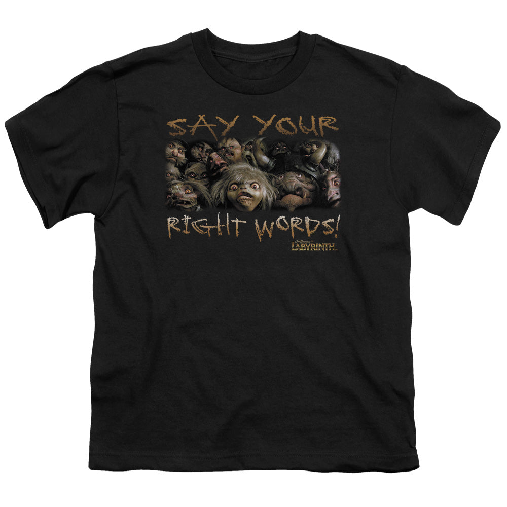 Labyrinth Say Your Right Words Kids Youth T Shirt Black Officially Licensed