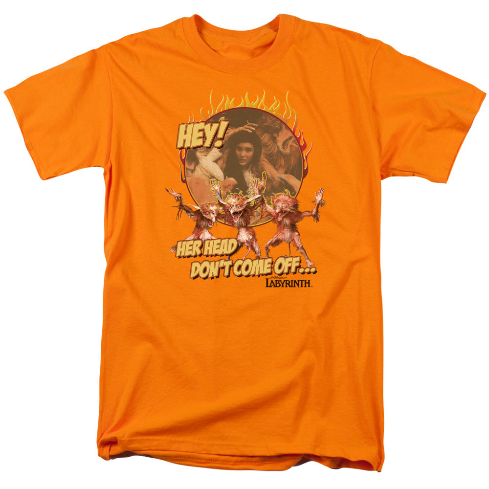 Labyrinth Head Dont Come Off Mens T Shirt Orange Officially Licensed