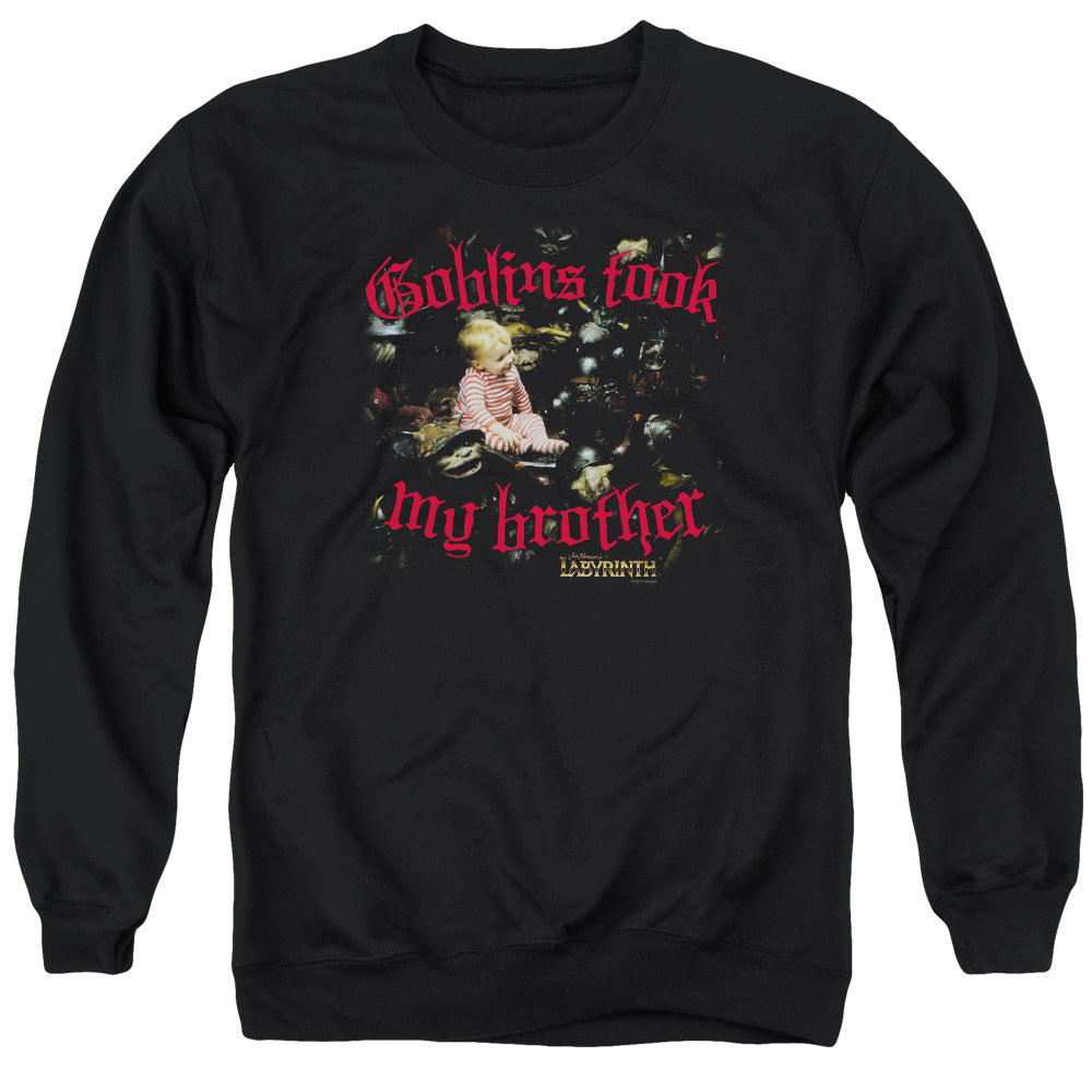 Labyrinth Goblins Took My Brother Mens Crewneck Sweatshirt Black Officially Licensed