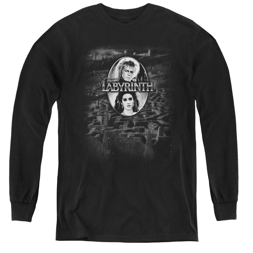 Labyrinth Maze Long Sleeve Kids Youth T Shirt Black Officially Licensed