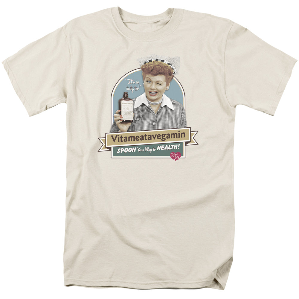 I Love Lucy Spoon To Health Mens T Shirt Cream Officially Licensed