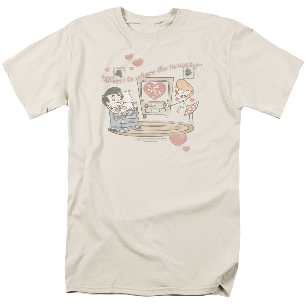 I Love Lucy Home Is Where The Heart Is Mens T Shirt Cream Officially Licensed