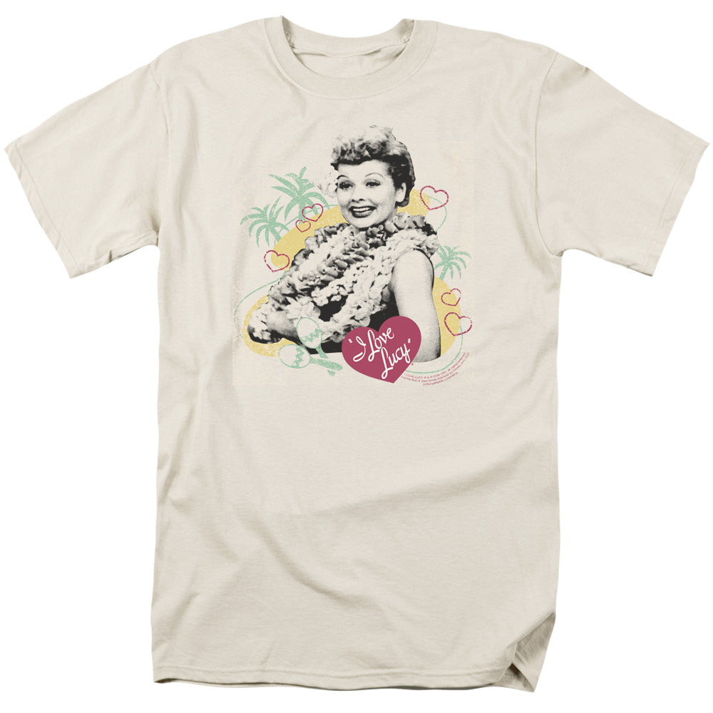 I Love Lucy Luau Graphic Mens T Shirt Cream Officially Licensed