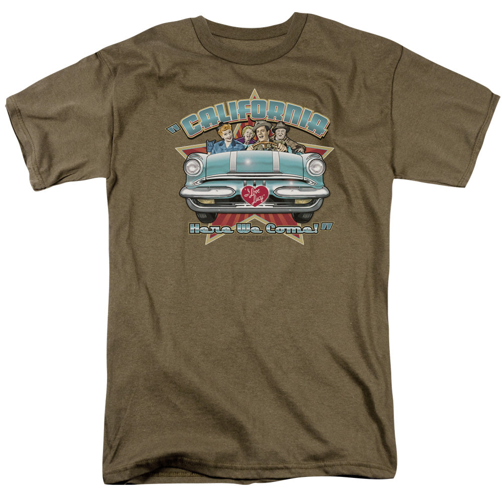 I Love Lucy California Here We Come Mens T Shirt Safari Green Officially Licensed