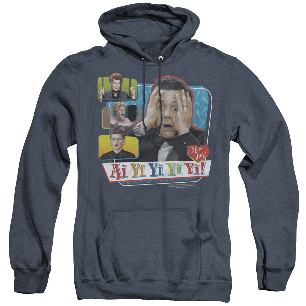 I Love Lucy Ai Yi Yi Yi Yi Mens Heather Hoodie Navy Officially Licensed