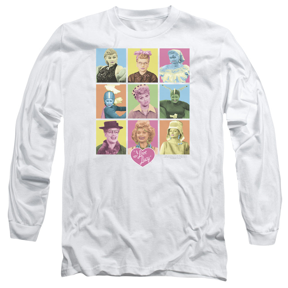 I Love Lucy So Many Faces Mens Long Sleeve Shirt White Officially Licensed Officially Licensed